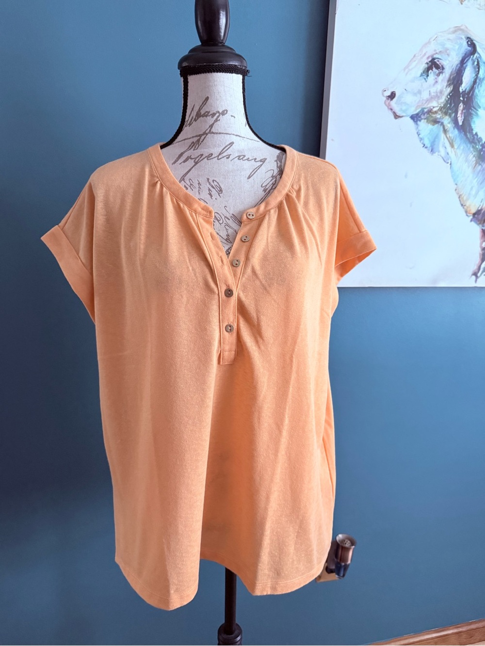 LOFT Peach Short Sleeve Henley Tee